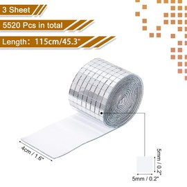 QUARKZMAN 5520 Stk. Glas Spiegel Disco Ball Fliesen Selbstklebende Silber Spiegel Mosaik Fliesen 5 x 5mm für Disco Ball, DIY Handwerk, KTV Dekoration 3 Blatt