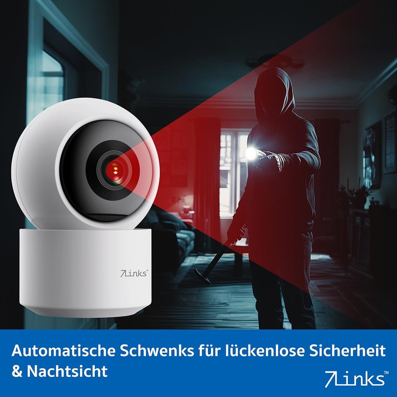7links Indoor WiFi Camera: Set of 4 2K Pan-Tilt Surveillance