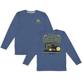 John Deere Mens Long Sleeve Track Tractor Nothing Runs Like A Deere Tshirt in Indigo Blue (US, Alpha, Large, Regular, Regular, Indigo Blue)