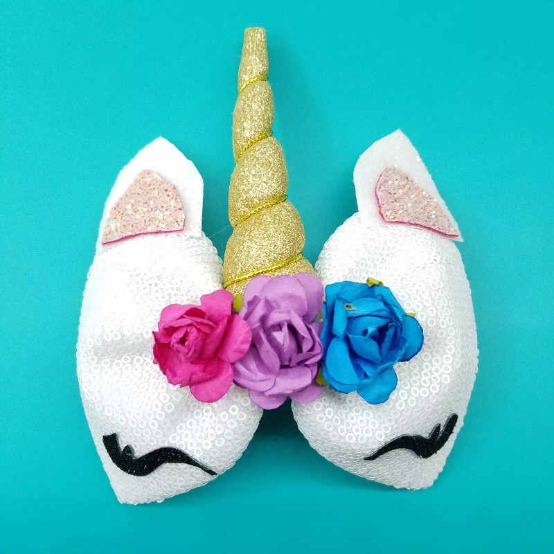 "Handmade" Handmade Unicorn Hair Bow, Sequin Bow Girl Hair Accessories.