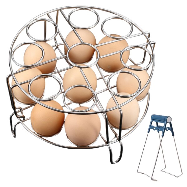 2Pcs Egg Steamer Rack with Hot Plate Gripper Set, Stackable