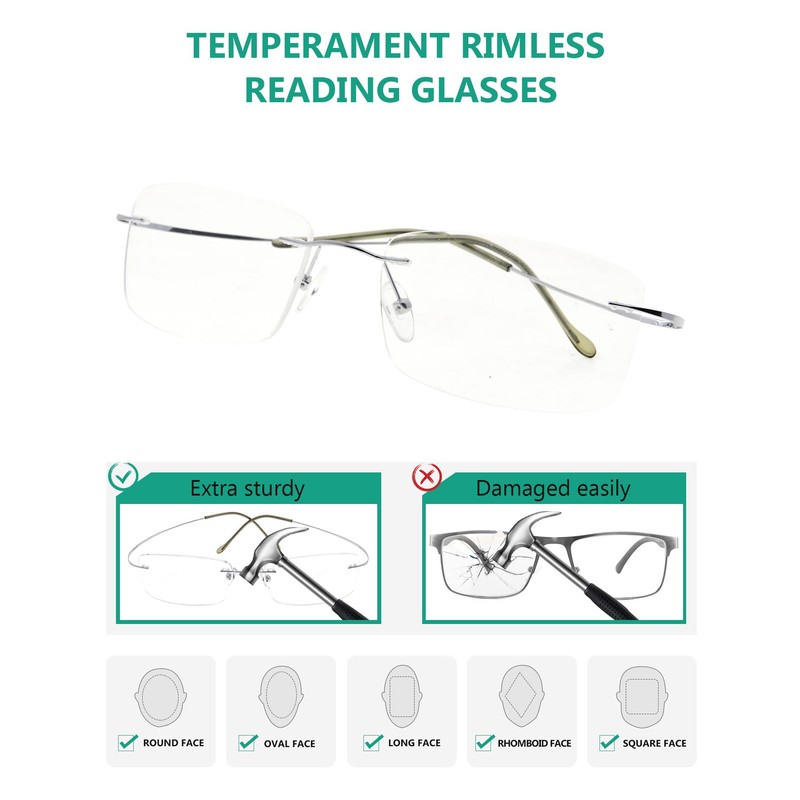 Eyekepper - Gafas de lectura de titanio sin montura para