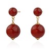 Handmade Red Agate Double Round Beads Dangle Drop Earrings for