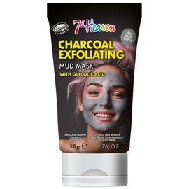 7th Heaven Charcoal Mud Face Mask with Glycolic Acid - 50ml Multi-Use Tube - Exfoliating - All Skin Types