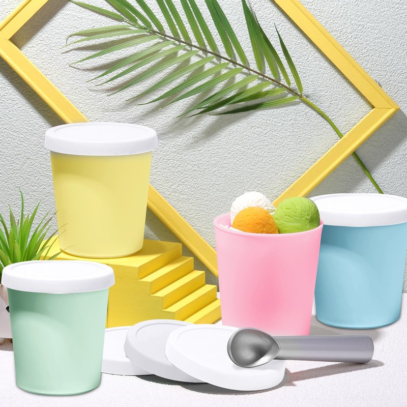 Nuenen 5 Pack Ice Cream Containers 1Qt Freezer Storage Tubs