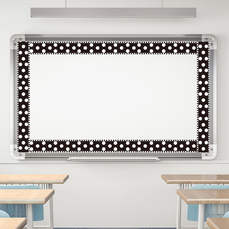 Whaline 32.8ft Dot Bulletin Board Borders Black White Dot Die-Cut