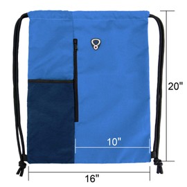 BeeGreen Royalblue Draw Strap Backpack For Men With Water Bottle Pocket &Front Zippered Pocket Large String Bags For Traveling Yoga Beach Outdoor Gym