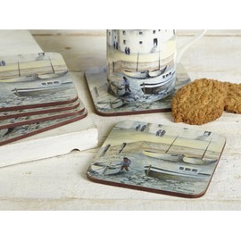 Creative Tops Cornish Harbour 6-Piece Set of Cork Backed Coasters by, 10.5 x 10.5 cm (4" x 4")