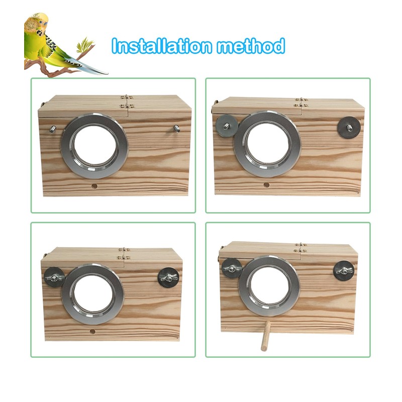 MUYG Natural Wood Bird Nesting Box,Acrylic Parakeet Nesting Box Transparent