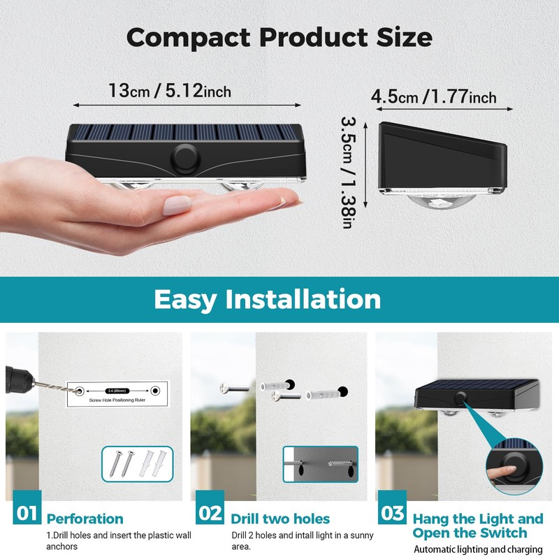 kolpop Solar Fence Lights Outdoor,11 Modes & 9 Colors Fence