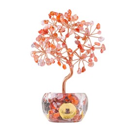 (Red Agate) Feng Shui-Crystal Tree-Money Tree-Home Decor-Office Decor-Quartz-Seven Chakra-Healing Gemstone-Birthday Gift Moon Pons Selection
