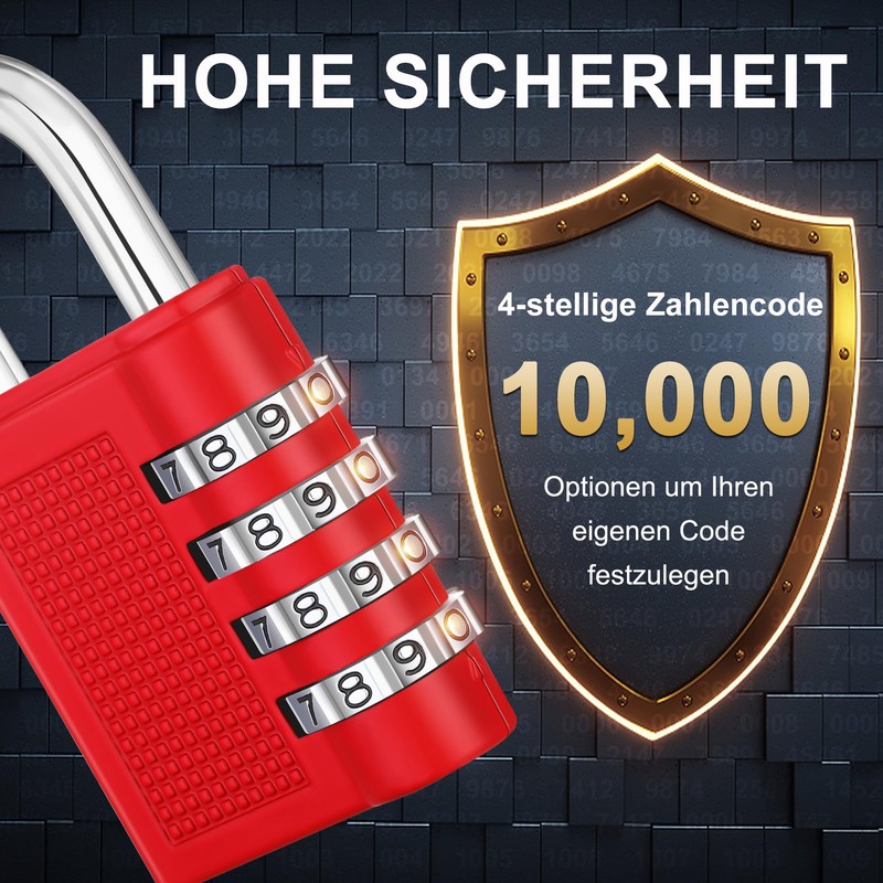 ZHEGE Padlock with Combination Code, Combination Lock, 4 Digit, Locker