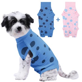 Dog Surgery Recovery Suit, Post Surgery Protective Wear with Pee Hole, Unisex Pet Surgical Vest for Wound Care, Spay/Neuter Healing (2 Packs Blue+Pink, Medium)
