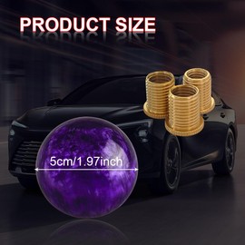 QZTYTY Shift Knob Manual Gear, Shifter Knobs, Acrylic Round Gear Shift Stick Head with 3 Adapters, Auto Shifter Stick Head Accessories for Most Manual Car M8*1.25, M10*1.25, M10*1.5, M12*1.25 (Purple)