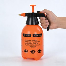 DCDRAY 2L Handheld Garden Pump Sprayer 0.5 Gallon Water Mist Spray Bottle for Plants with Adjustable Brass Nozzle Orange (2L Orange)