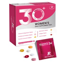 RevitaPlus Multivitamin for Women with Vitamin A,B,C,D3,E,K2,Biotin, Collagen,Krill Oil,Cranberries Supports Energy,Wellness,Beauty and Immune - Vitamin Packs for Women Health 30 Packs