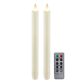 CozierGlow Flameless Taper Candles Flickering with Remote and Timer, 3D Moving Flame Taper Candle Battery Operated to 400 Hours, 9 Inch Window Candles, (Ivory)