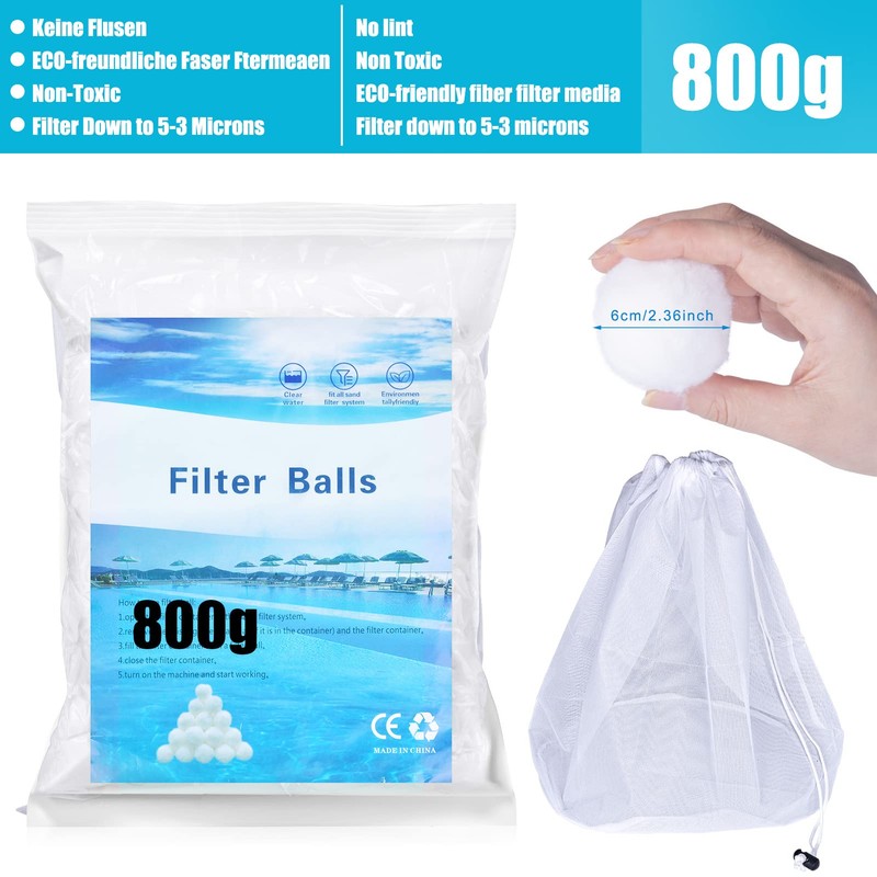 VAZILLIO Filter Balls 800 g Pool Filter Balls Replace 28.6
