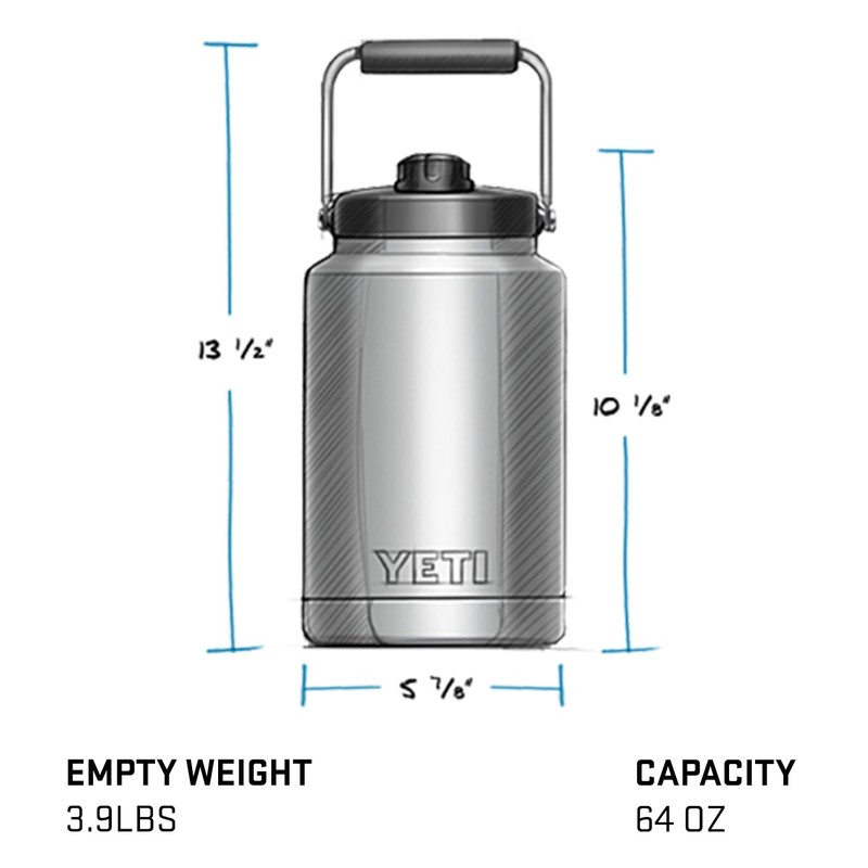 YETI Rambler Half Gallon Jug, Vacuum Insulated, Stainless Steel with