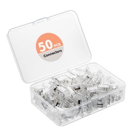 BTF-LIGHTING FCOB COB 50pcs 10mm 0.39in Transparent Connector Support FCOB 10mm Width 2 pin v+ v- Single Color LED Strip Corner Connection(Without Wires)