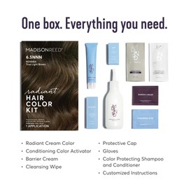 Madison Reed Madison Reed Radiant Hair Color Kit, Light Brown for 100% Gray Coverage of Resistant Gray Hair, Ammonia-Free, 6.5NNN Novara Light Brown, Permanent Hair Dye, Pack of 2