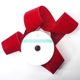 Red Velvet Ribbon 2.5 Inch x 10 Yards for Christmas Home Decor Tree Topper Bow Gift Wrapping DIY Crafts Wreath Garland