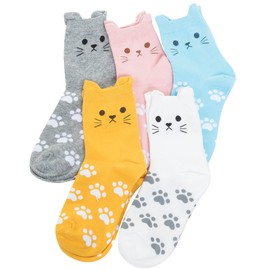 Losa Kute Women’s Cat Socks Crew Casual Cotton Animal Socks Novelty Cute Gifts Clothing Funny Childrens Gifts Christmas Gift Novelty Ladies Gifts for Women WCS1(cat ear)