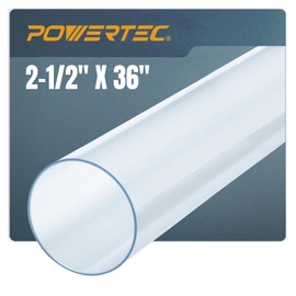 POWERTEC Clear PVC Pipe 2-1/2" x 36" Long, 1PK Rigid Plastic Tubing, Round Tube Compatible w/Dust Collection Fitting, for Woodworking Tool, Dust Collection System, Toy Cars and Bird Feeder (70176V)