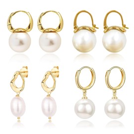 Pearl Earrings for Women Prom Earrings Dainty Formal Pearl Earring Bride Wedding Gold Pearls Drop Earring Pearls Jewelry for Women Trendy 2025