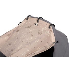 Dooky Sunshade for Baby Car Seat/ Pram/ Stroller/ Pushchair, Universal Fit, Protects from Sun, Wind and Light Rain, UPF 50+ UV Protection, Easy to Install and Wash, Beige Romantic Leaves