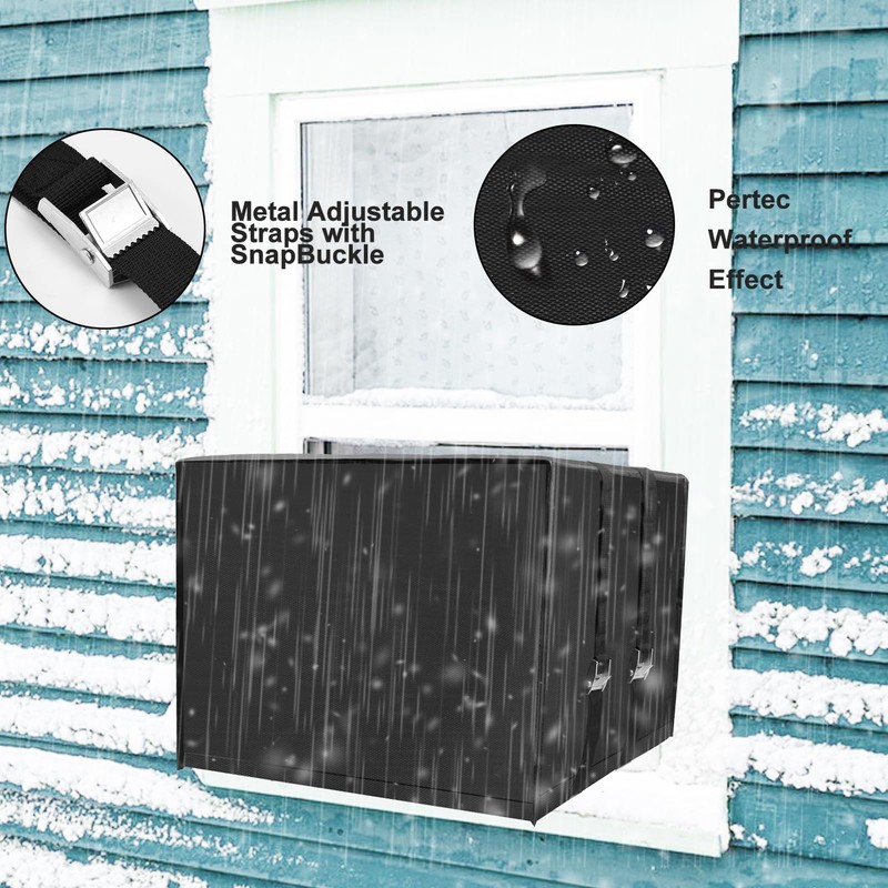 Insulated Air Conditioner Cover for Window Units, 3 Layers Waterproof