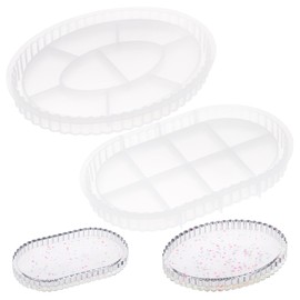 Hejo 2 Pcs Silicone Mold Tray Oval, Lace Epoxy Resin Moulds with Grooves, Resin Coaster Moulds, Oval Silicone Moulds for Resin, Epoxy Tray Mold for Making Decorative