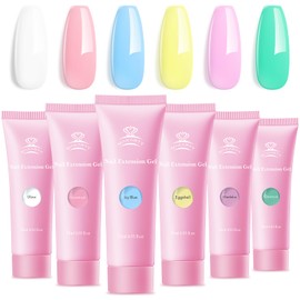 Makartt Poly Nail Gel Set - 6 Pastel Colors Buillder for Extension, Overlay Strengthener 3D Diy, Multifunctional, Long-lasting Enhancement Solution for Salon DIY at Home 15ML Pink Blue Green Purple