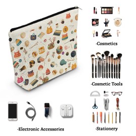 YULUENZE Crocheting Presents Knitter Canvas Canvas Makeup Bag Knitting Organizer Accessories Zipper Pouch Birthday Present for Crochet Lovers Learners Women Friends