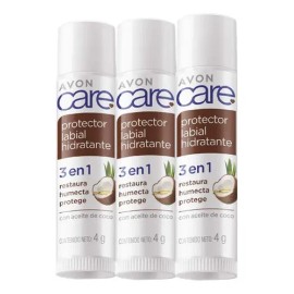 Bálsamo Labial Hidratante Aceite D Coco 3 En 1 Avon Care 3pz                                                                                          