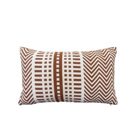 Brown Geometric Pattern Pillow Cover Chenille Striped Cushion Cover Decorative Throw Pillow for Sofa Couch Bedroom Living Room Decor 12x20 Inch (Brown)