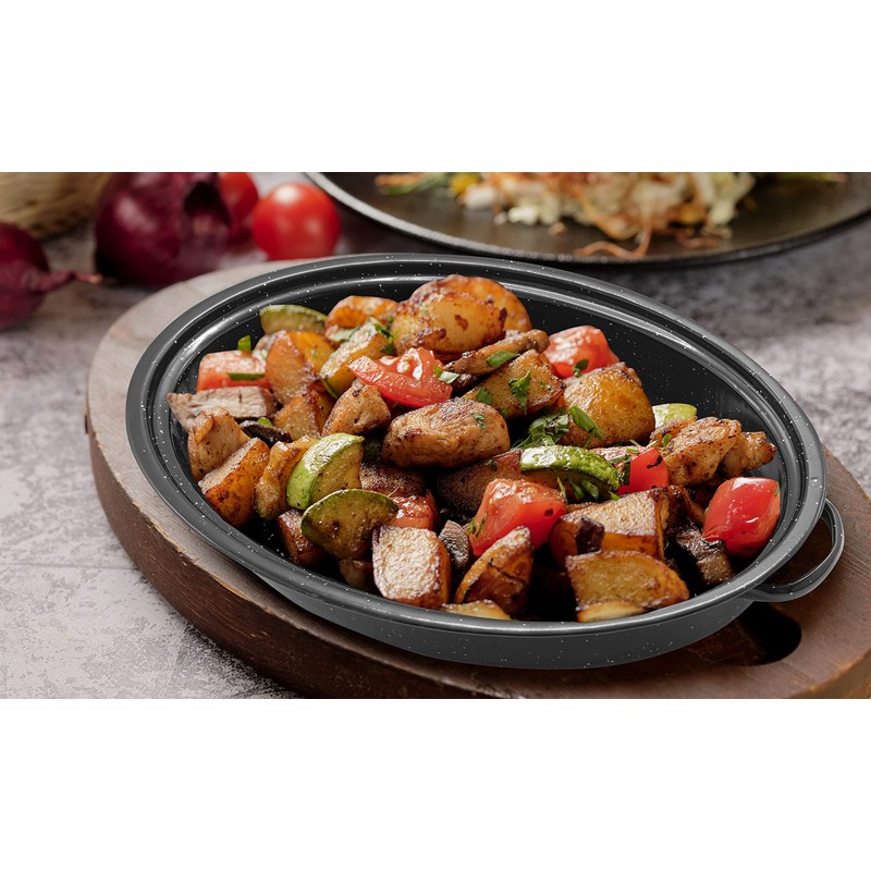 Eternal Living Granite Roasting Pans, Black (15" Oval Roaster Pan