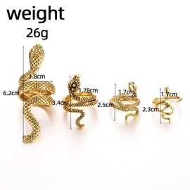 Cubahop Snake Rings Set Open Snake Stacking Rings Gothic Animal Band Rings Adjustable Knuckle Ring Set for Women Girls, Metal