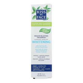 Kiss My Face Kiss My Face Super White Cool Mint Gel Toothpaste, SLS And Fluoride Free, Removes Plaque And Prevents Tartar, With Added Tea Tree Oil, Aloe And Iceland Moss, 4.5 Oz