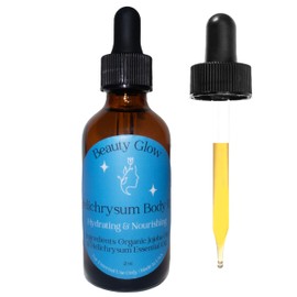 Beauty Glow Helichrysum for Skin Veins Bruises - Organic Jojoba Oil for Face & Body Moisturizer Helichrysum Essential Oil - Skin Healing, Bruises, Wrinkles, Vegan, Hydrating Moisturizing 2 oz