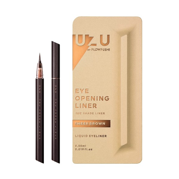 UZU BY FLOWFUSHI Limited Edition 38°C Shade Liner [Sheer Brown] Liquid Eyeliner Shadow Liner Double Liner Off Hot Water Alcohol Free Paraben Free