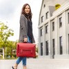 Jahn-Tasche – Luxury briefcase / teacher bag for women size L made out of leather, light cherry red, gray lining, model 609