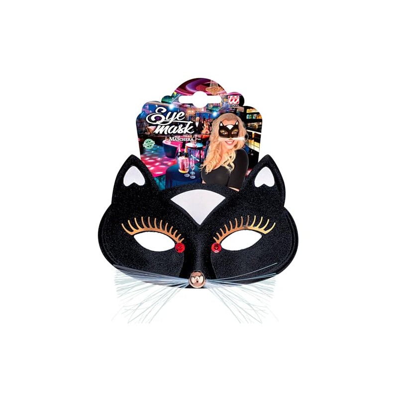 Widmann 64641 - Eye Mask Black Cat, Animal Mask, Masquerade