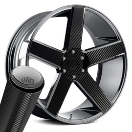 VViViD Auto Rim Air-Release Adhesive Vinyl Wrap 24 Inch x 30 Inch 4 Sheet Pack (Black Carbon 24" x 30" 4-Pack)