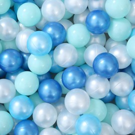 STARBOLO Ball Pit Balls Play Balls -50PCS Pearl 4 Blue Colors Ocean Balls BPA&Phthalate Free Non-Toxic Crush Proof Soft Plastic Ball Pit for Toddlers 1-3 Kids Birthday Pool Tent Party