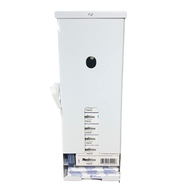 Sanitary Napkin and Tampon Dispenser Prefilled Free Vending White Metal