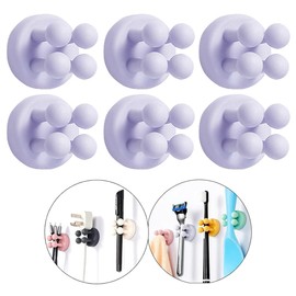 Defrko Silicone Toothbrush Holders - 6Pcs Razor Hooks Adhesive Wall Mounted for Hanging Towel Key Plug Cable, Utility Decor Stick to Dorm Room Door Function for Kitchen Bathroom Home Office