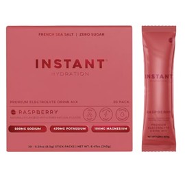 Instant Hydration Sobres de electrolitos en polvo - Mezcla de bebida electroltica de frambuesa - Sin azcar - Cetognica, vegana, sin gluten, sin OMG - 