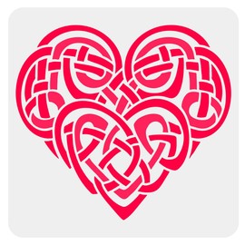 BENECREAT Celtic Knot Heart Stencil, 12x12inch Viking Heart Painting Stencil Reusable Plastic Drawing Templates for Painting on Wood Furniture Home Decor