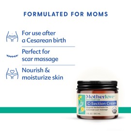 Motherlove C-Section Cream (1oz) Organic Herbal Nourishing Scar Cream—Soothes Discomfort While Minimizing Appearance & Reducing Scar Tissue Build-up—Non-GMO, Cruelty-Free